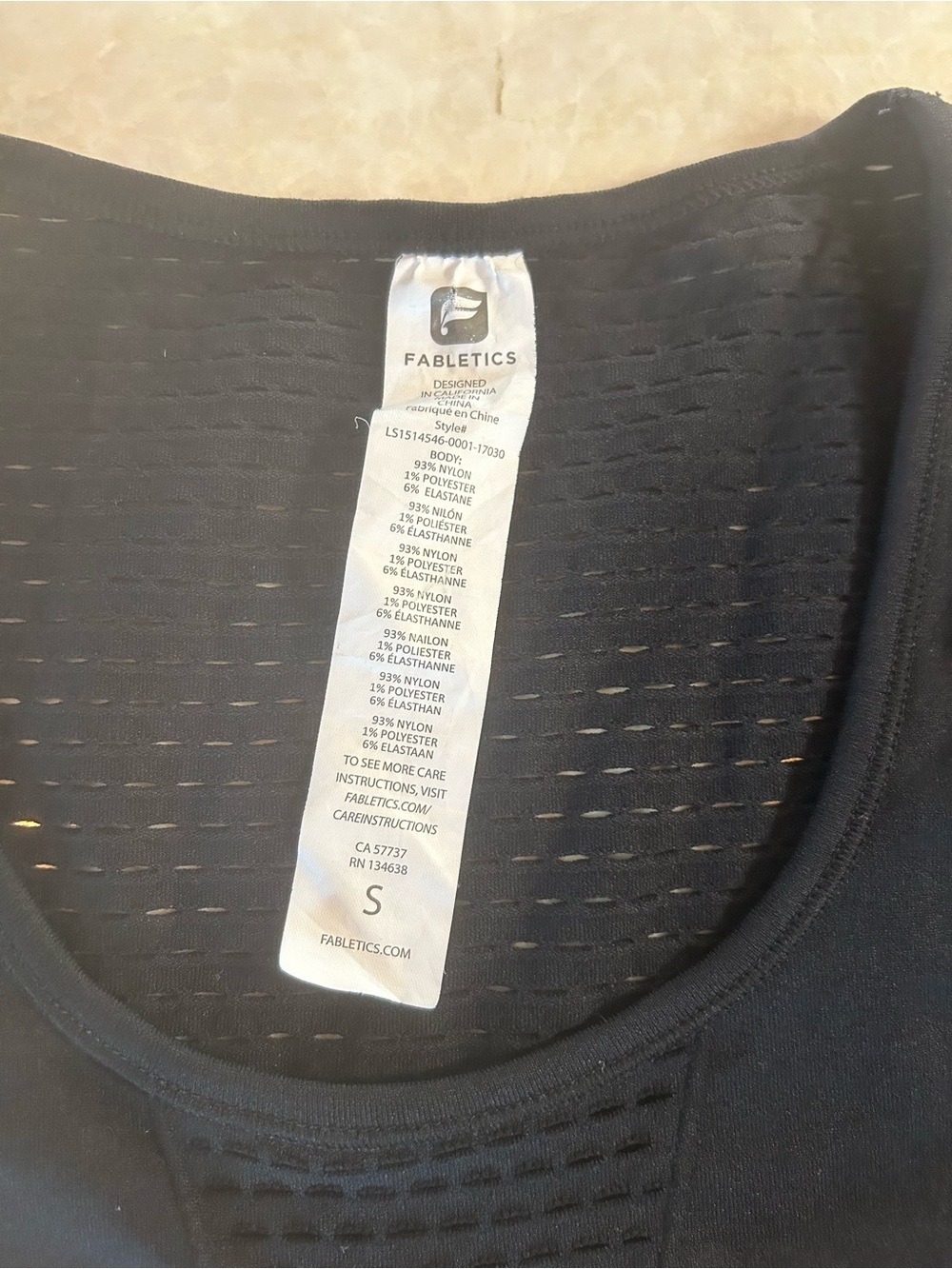 Fabletics Black Long Sleeve Bodysuit S Mesh Panel Active Top - Picture 2 of 9